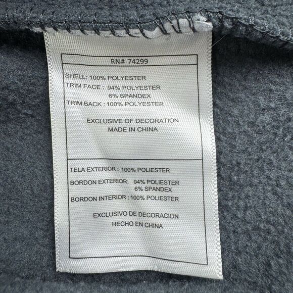 Reebok Gray Full Zip Hooded Fleece Jacket Mens Size Medium Gym Running Athletic - Picture 9 of 9